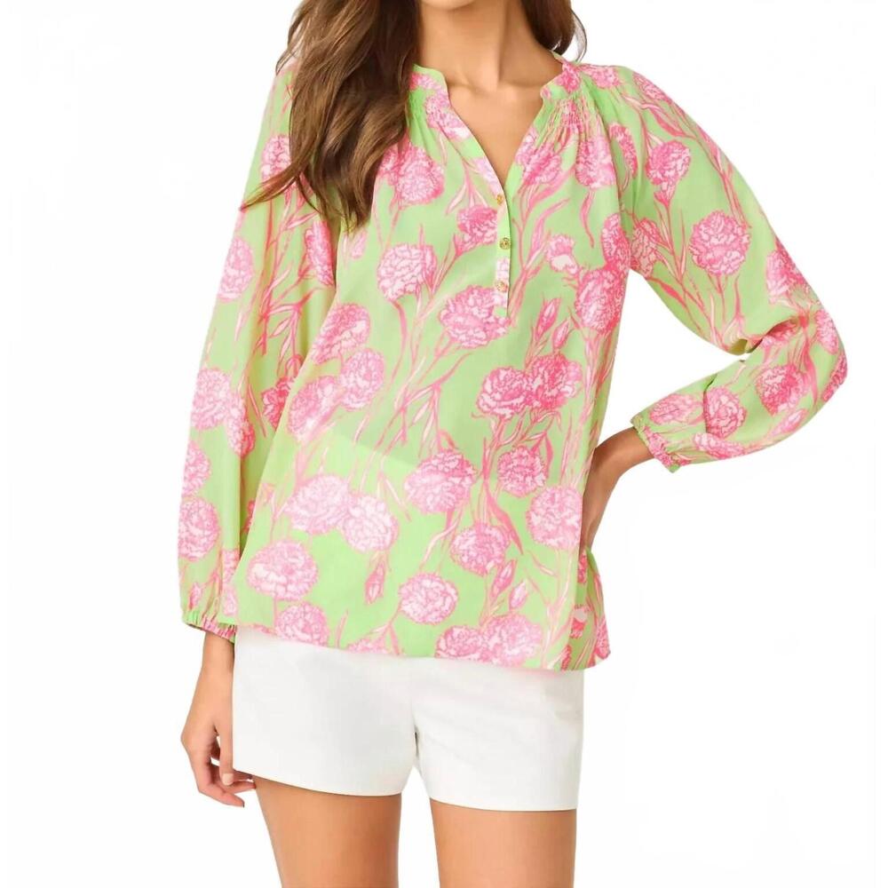 NEW LILLY PULITZER elsa silk top in pistachio macaron alina